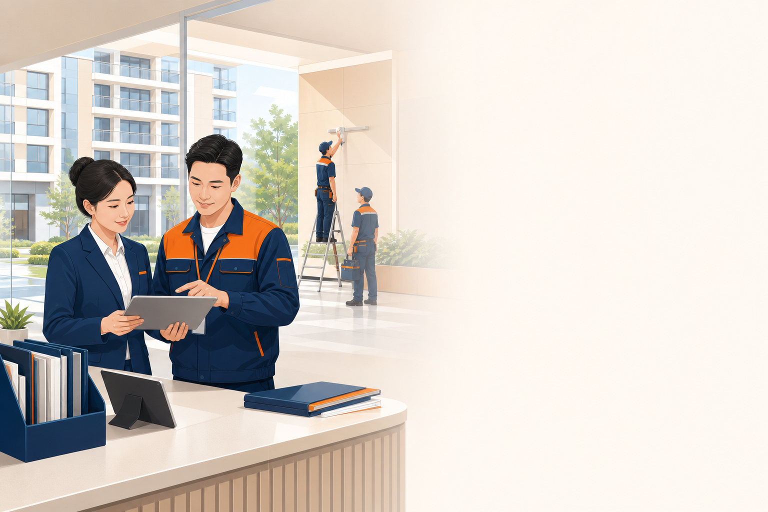 麦多多与社区服务人员沟通家庭维修协作